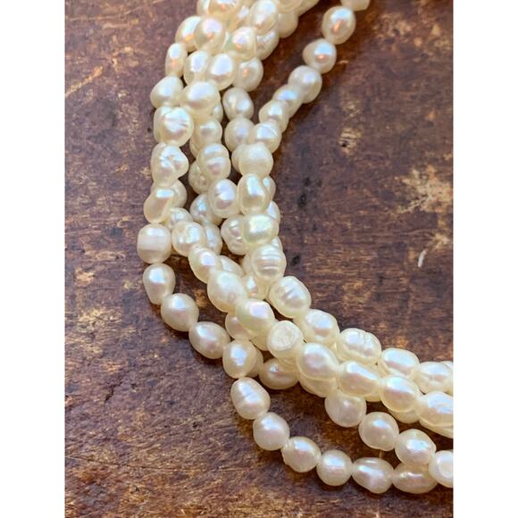 Six Strand Rice Freshwater Pearl Bracelet with Gold Clasp - Picture 4 of 5